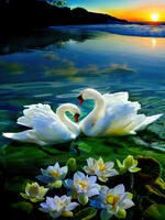 Без бренда «Пара белых лебедей на воде (20шт)» в Самаре