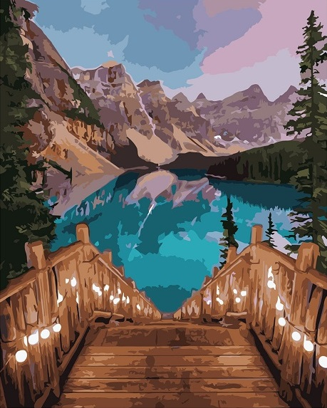 Картина по номерам 40x50 Лестница к озеру