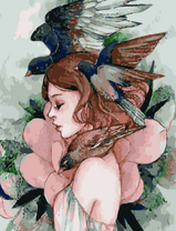 Без бренда «Девушка с большим цветком и птицы» в Самаре