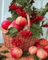 Без бренда «Плетёная корзина с калиной и яблоками» в Самаре