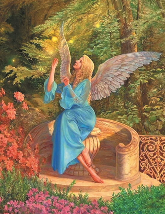 Алмазная мозаика 40x50 Нежный ангел в саду