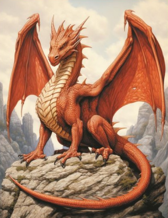 Алмазная мозаика 40x50 Рубиновый дракон на горе