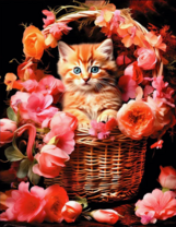 Без бренда «Рыжий котенок в корзине с цветами» в Самаре в интернет-магазине  Без бренда «Рыжий котенок в корзине с цветами» в Самаре