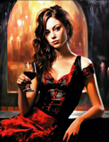 Без бренда «Обворожительная брюнетка с бокалом красного вина» в Самаре