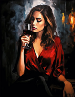 Без бренда «Девушка в красном платье с бокалом вина» в Самаре