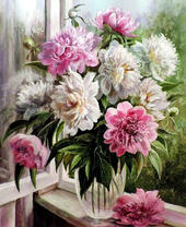 Без бренда «Пионы в прозрачной вазе у окна» в Самаре