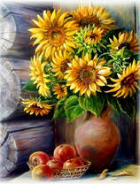 Без бренда «Кувшин с подсолнухами и корзинка с яблоками» в Самаре